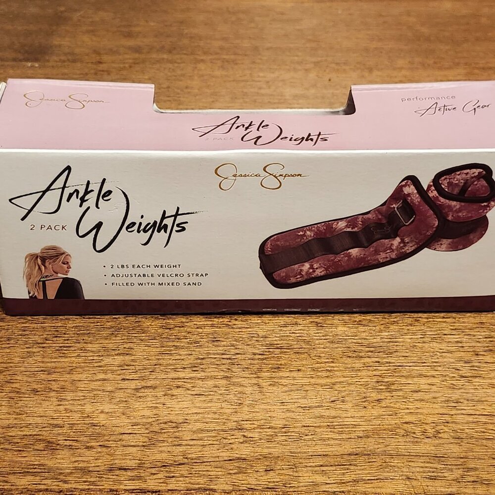 Jessica Simpson 2 Pack 2 lb Ankle Weights - Pink Multi BNIP Pretty Weights